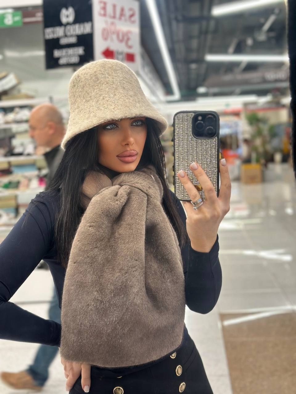 панама женская меховая,лана баранова,шарф женские,панама меховая,шапка и шарф женская