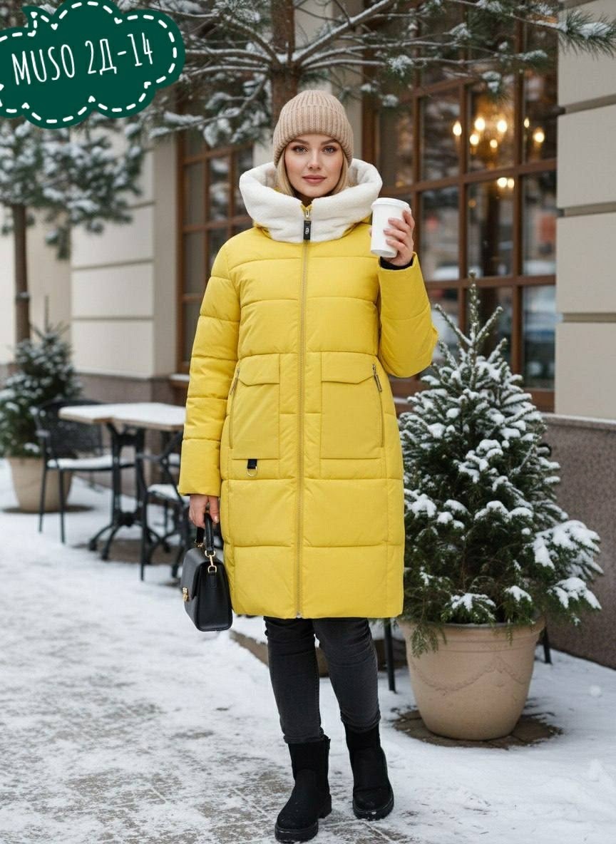 полупальто зимнее,пуховик женский,желтый пуховик,женская зимняя куртка,зимние куртки