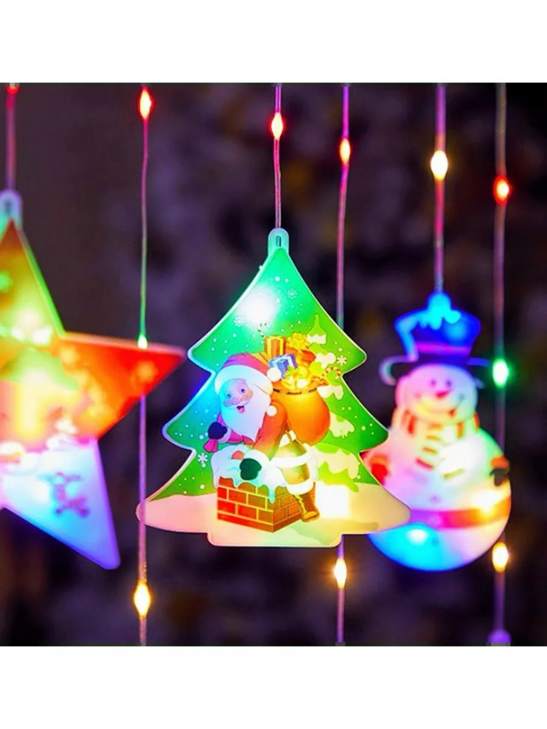 гирлянда звезда-луна светодиодная 3х1м/новогодняя,светодиодная гирлянда пышные наконечники,гирлянда светящаяся,гирлянда для украшения,светодиодная новогодняя гирлянда