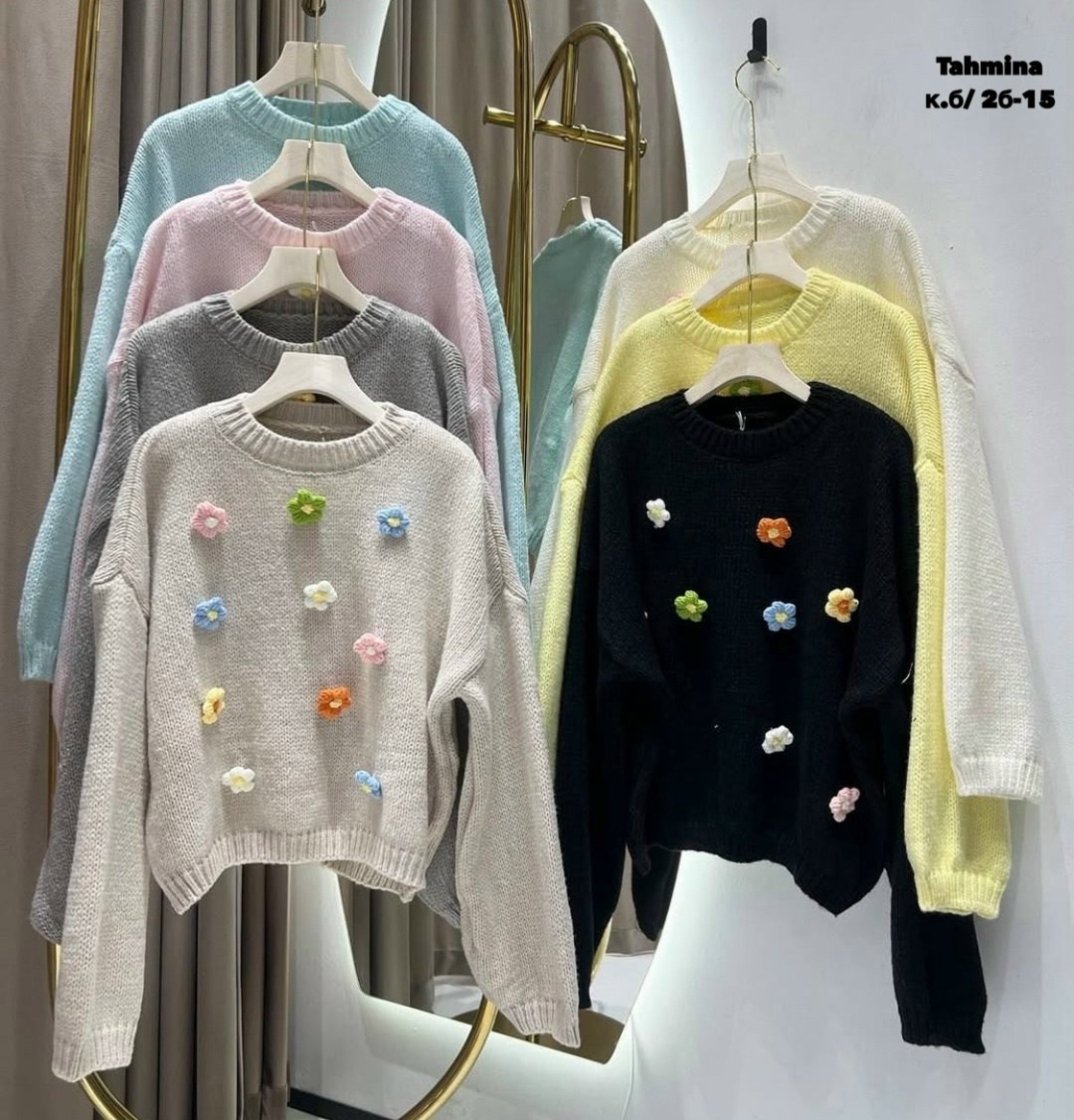 свитер с цветочками,женская кофта,вязаная кофта,милые свитера,женский свитер