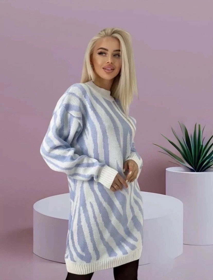 теплая туника,туника зебра,платье вязаное туника,платье туника вязаная теплая,платье вязаное туника оверсайз