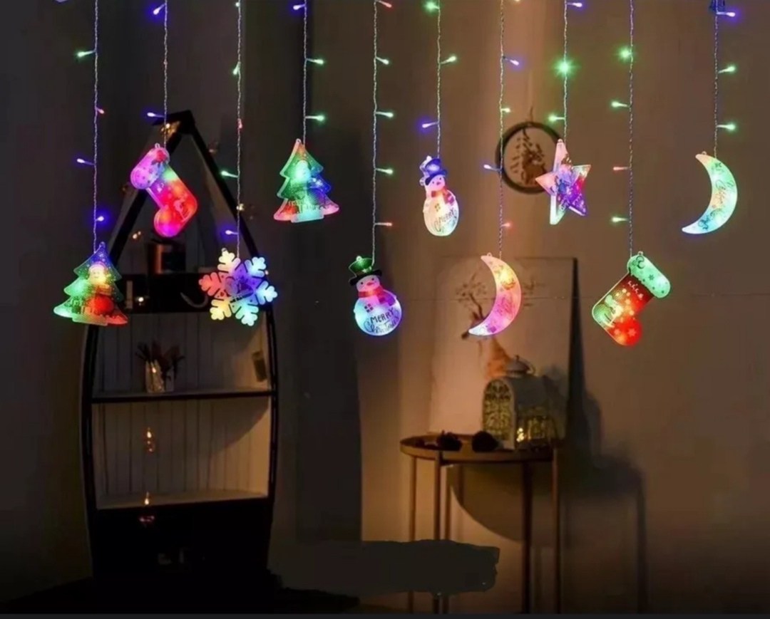 гирлянда звезда-луна светодиодная 3х1м/новогодняя,светодиодная гирлянда пышные наконечники,гирлянда светящаяся,гирлянда для украшения,светодиодная новогодняя гирлянда