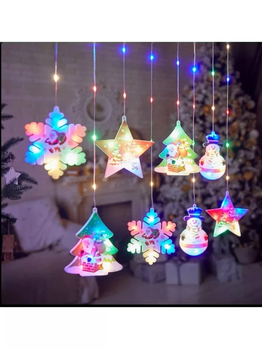 гирлянда звезда-луна светодиодная 3х1м/новогодняя,светодиодная гирлянда пышные наконечники,гирлянда светящаяся,гирлянда для украшения,светодиодная новогодняя гирлянда