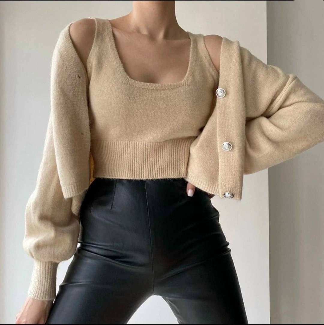 топ кардиган,кофта комплект,кофта женская,топ кофта,кардиган бежевый