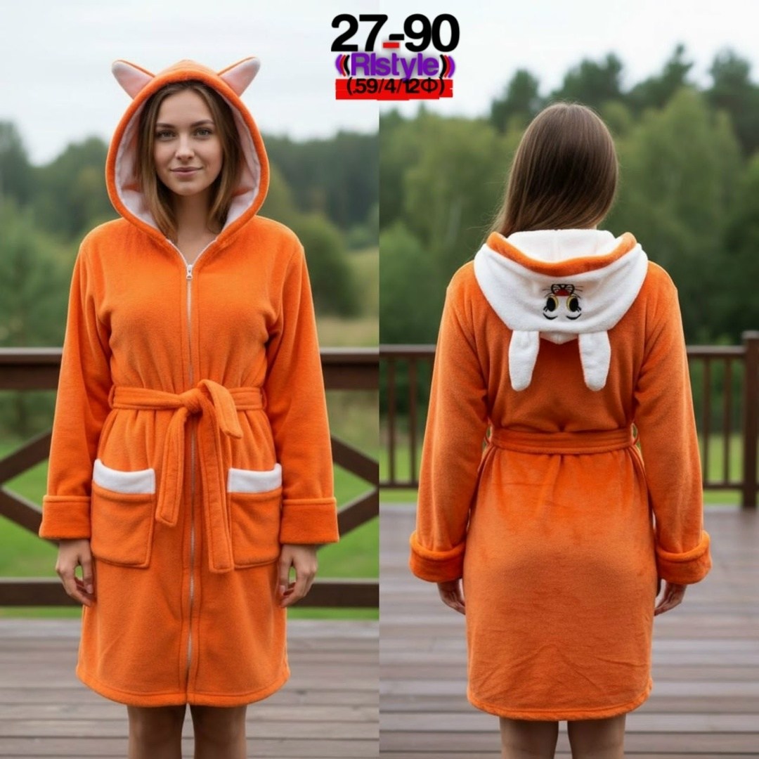 халат лиса,халат махровый,женские халаты,халат теплый,халат детский