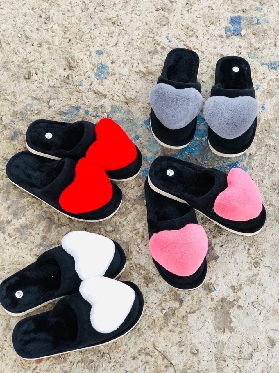 тапочки с сердечками,женские домашние тапочки,тапочки домашние,,тапочки теплые