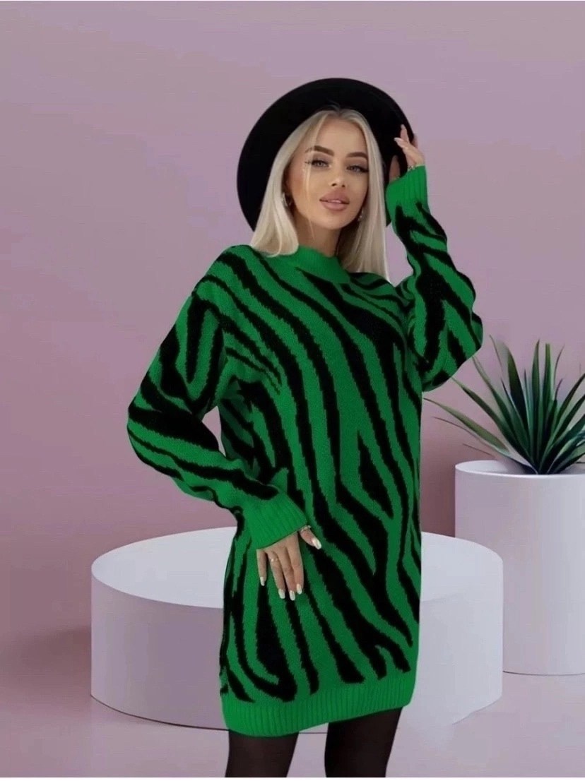теплая туника,туника зебра,платье вязаное туника,платье туника вязаная теплая,платье вязаное туника оверсайз