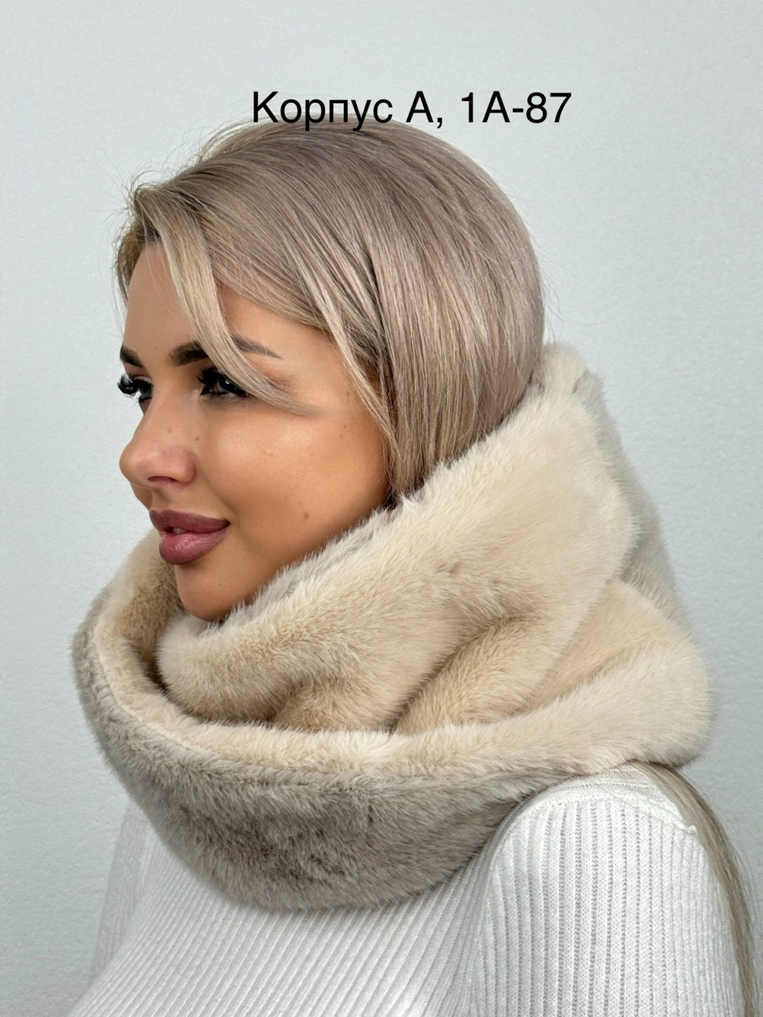меховой капюшон на кнопках экомех норка анжелика,снуд меховой,меховой капюшон на кнопках экомех норка,снуд,капор снуд