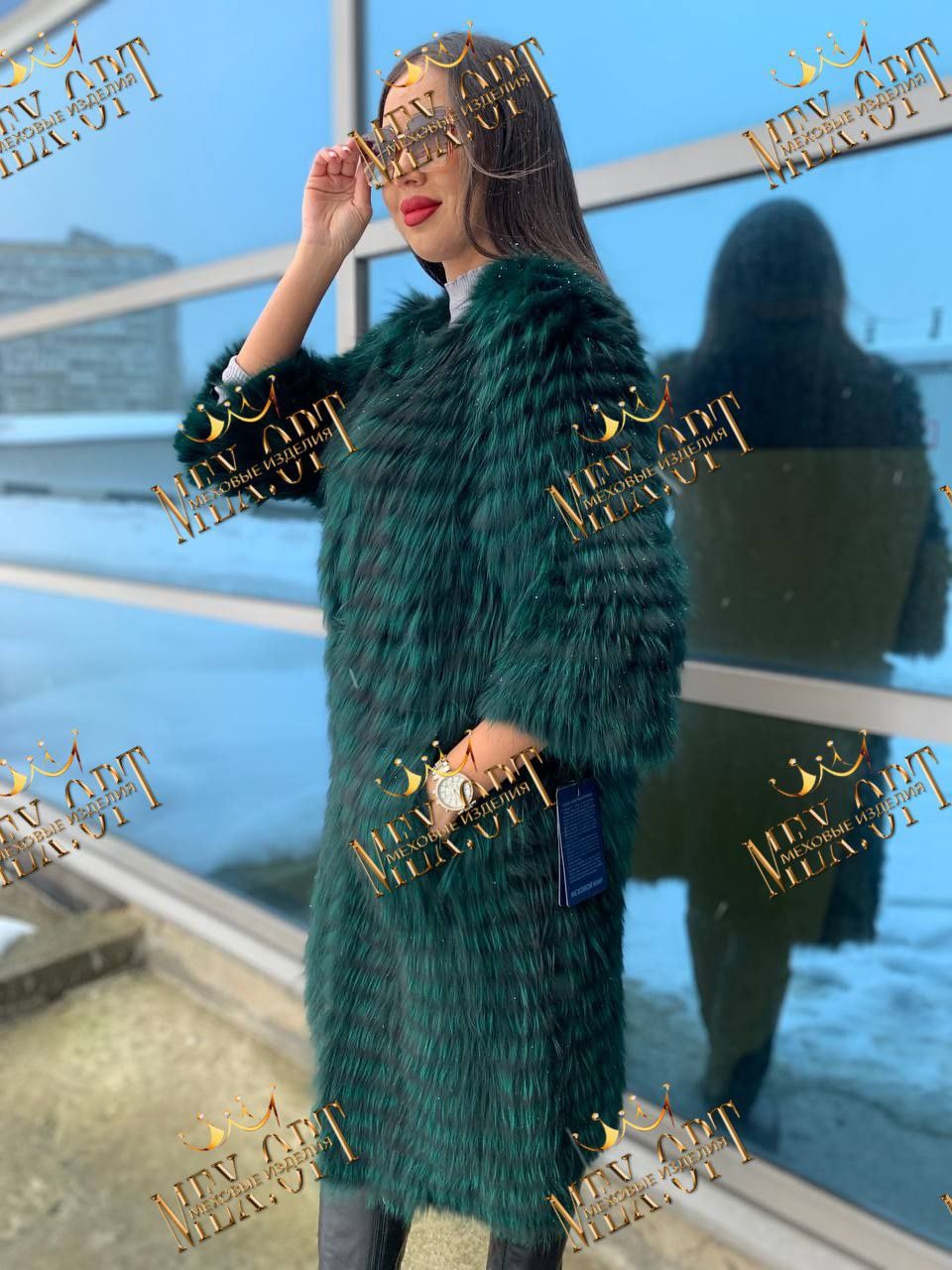 меховое пальто,пальто из чернобурки,вязаная шуба,пальто из меха,пальто изумрудного цвета