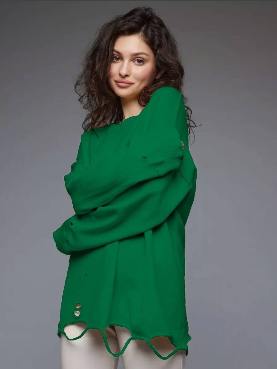 свитер удлиненная,женская туника,свитер оверсайз рваный,салатовый рваный свитер,джемпер оверсайз