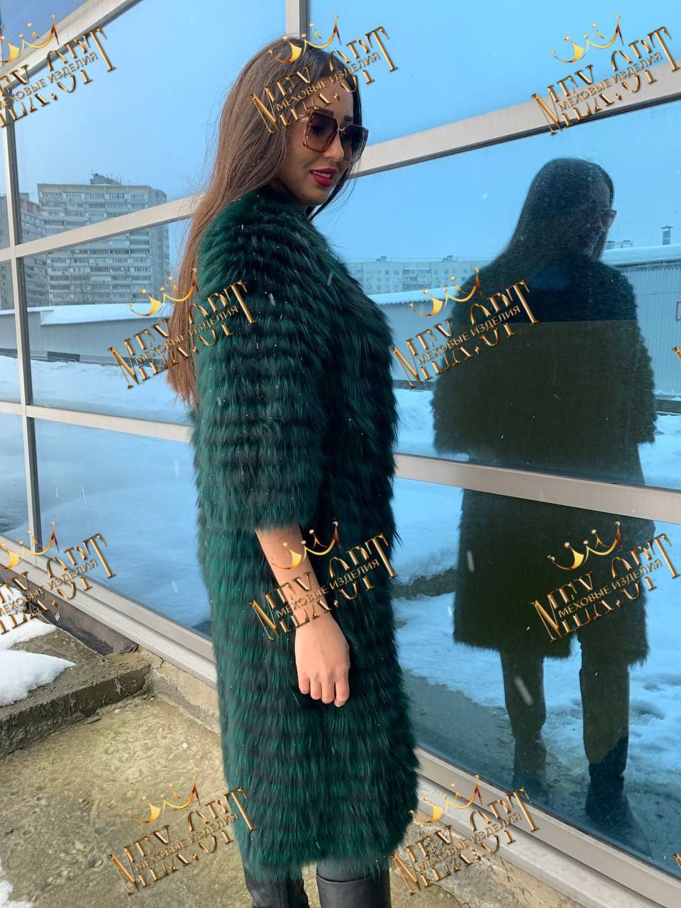 меховое пальто,пальто из чернобурки,вязаная шуба,пальто из меха,пальто изумрудного цвета