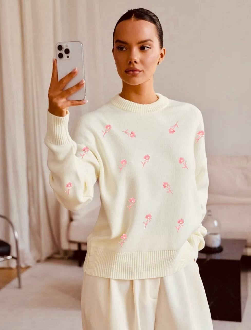 свитшот женская,джемпер с вышивкой,бежевый джемпер,вязаные свитера,трикотажный свитшот