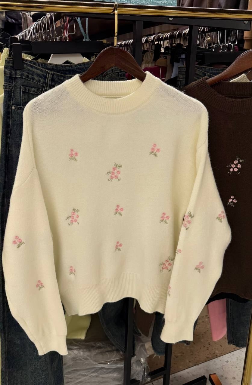 свитшот женская,джемпер с вышивкой,бежевый джемпер,вязаные свитера,трикотажный свитшот