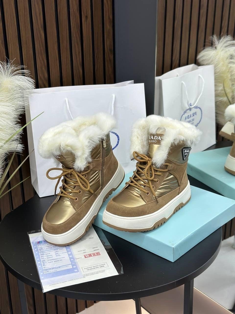 ,ботинки зимние prada с натуральным мехом,зимняя женская ,женская ,зимняя