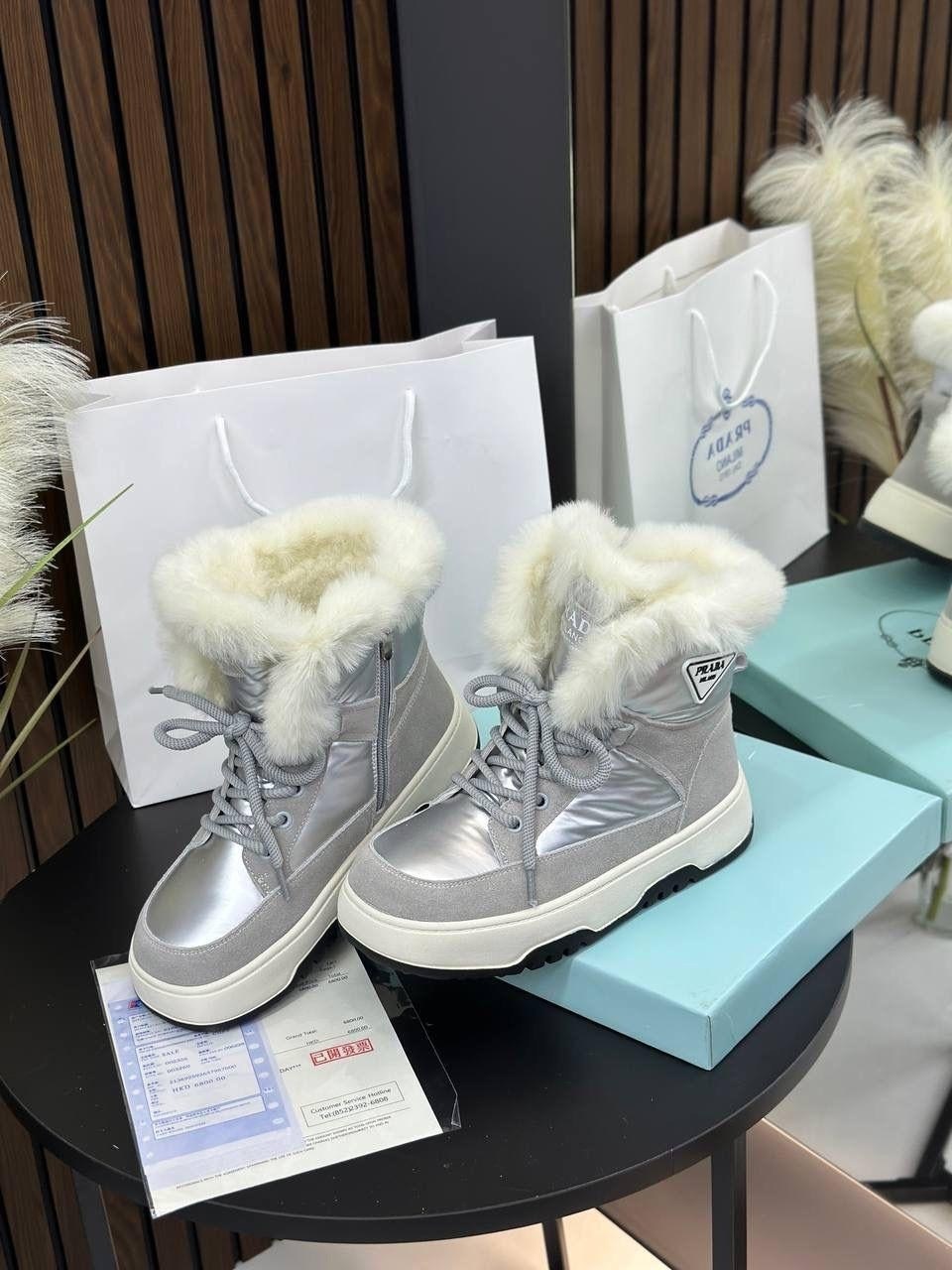 ,ботинки зимние prada с натуральным мехом,зимняя женская ,женская ,зимняя