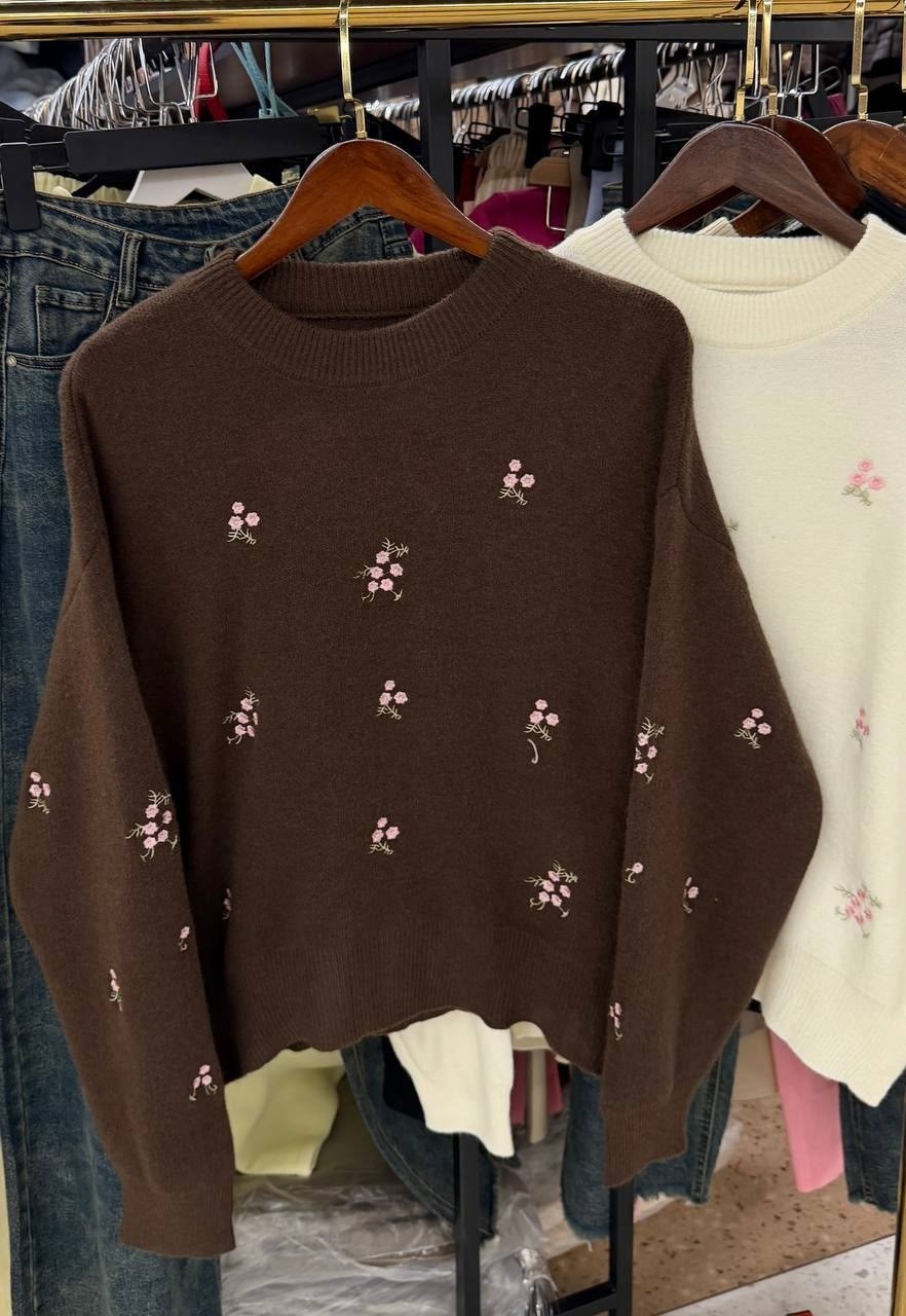 свитшот женская,джемпер с вышивкой,бежевый джемпер,вязаные свитера,трикотажный свитшот