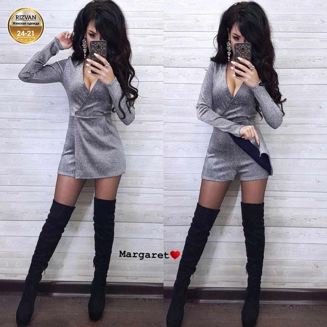 женские комбинезоны,платье костюм,платье из люрекса короткое,платье люрекс,модное платье