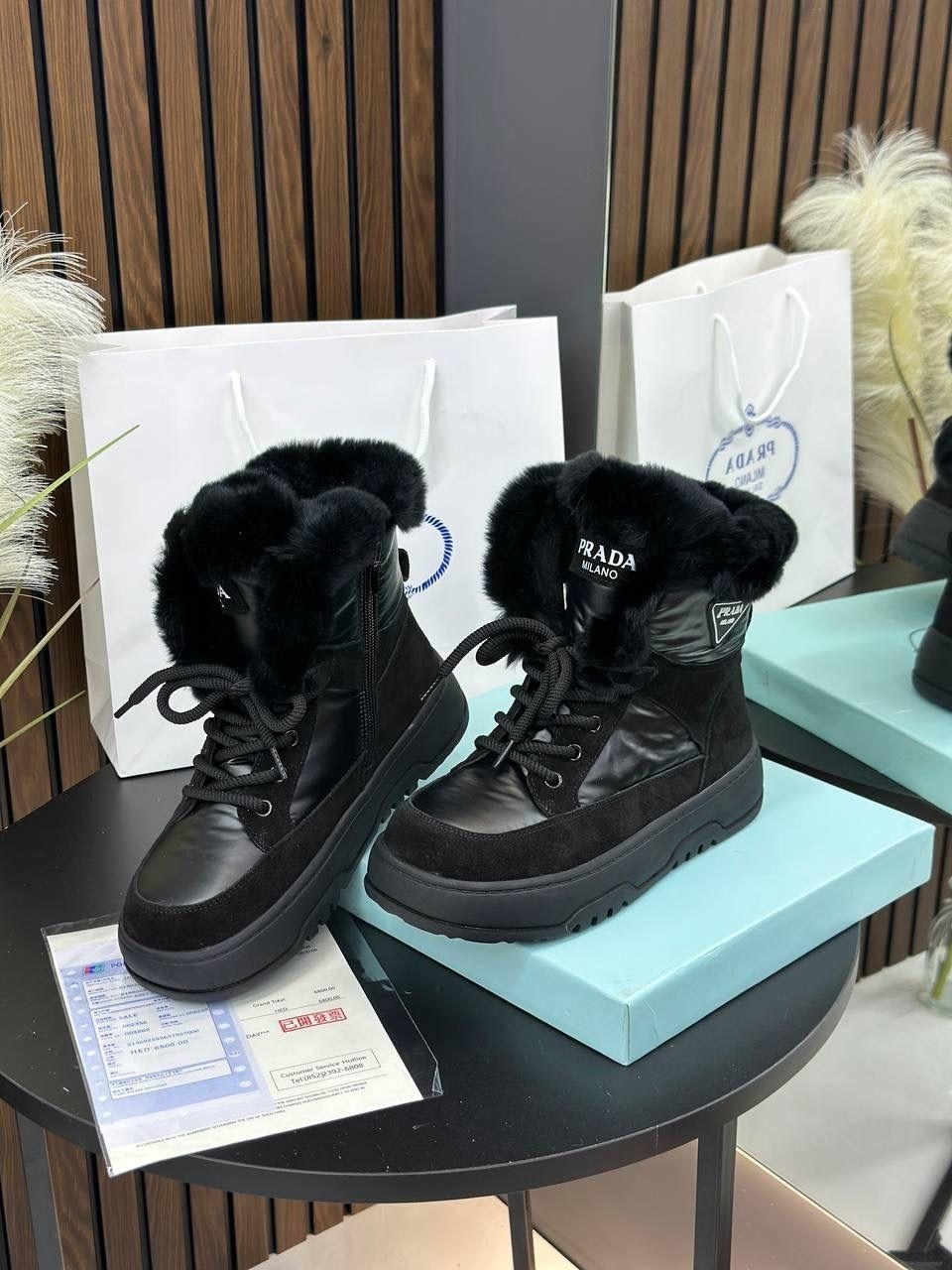 ,ботинки зимние prada с натуральным мехом,зимняя женская ,женская ,зимняя