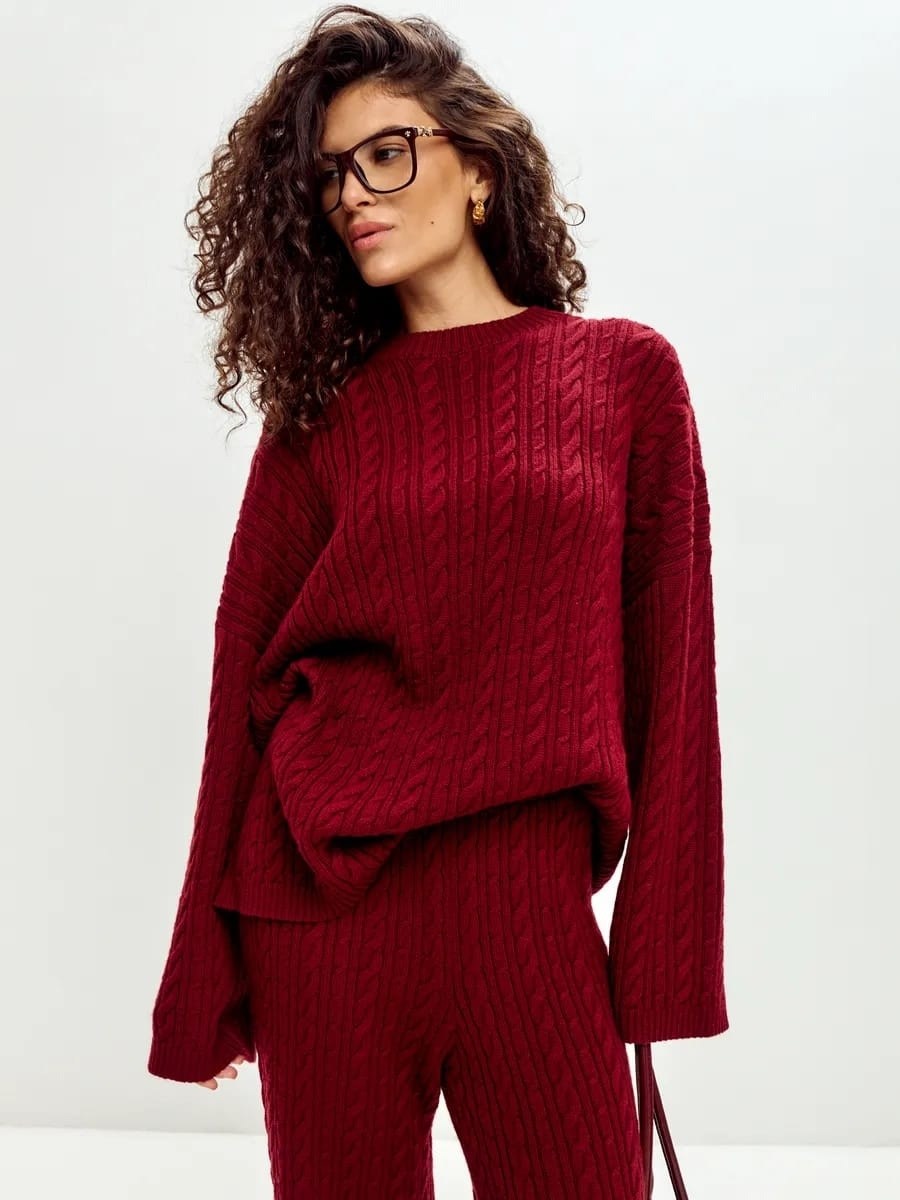 вязаный свитер оверсайз,вязаные брюки,вязаные свитера,модные свитера,костюм трикотажный