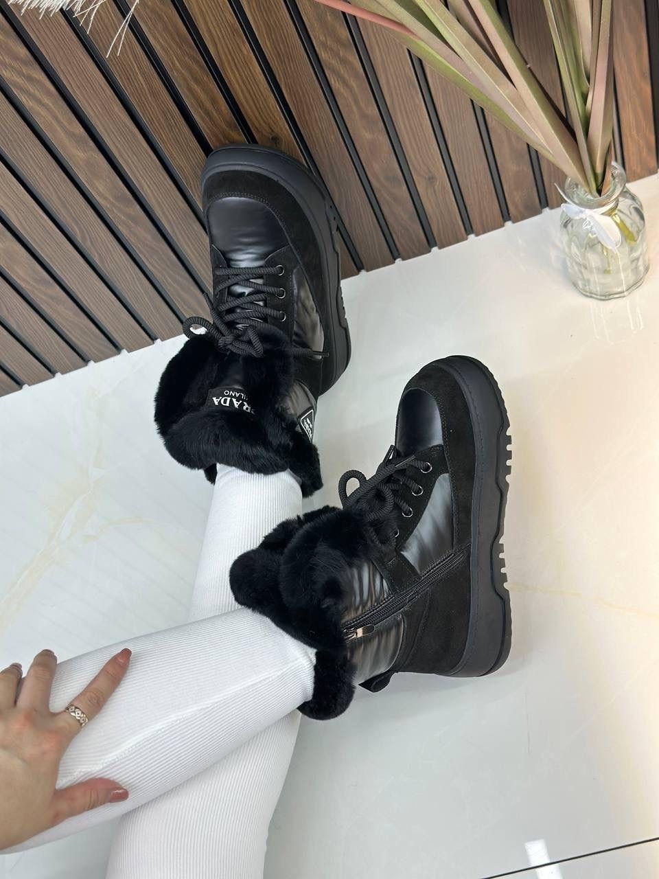 ,ботинки зимние prada с натуральным мехом,зимняя женская ,женская ,зимняя