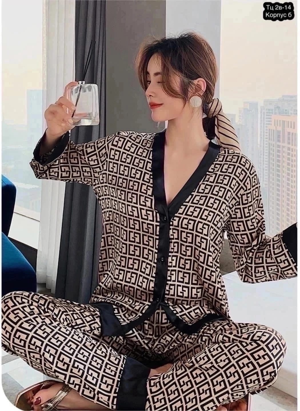 пижама шелковая фенди,домашняя одежда пижама,пижама женская комплект,домашний костюм пижама,женские пижамные комплекты