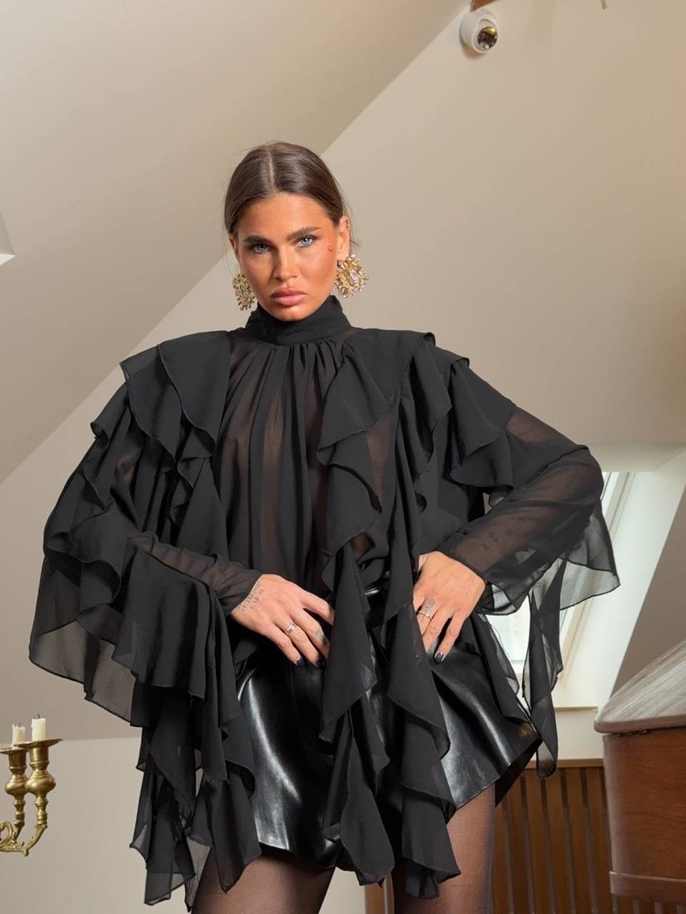 блузка элегантная,стильные блузки,блузка с оборками,шифоновая блуза,блуза нарядная