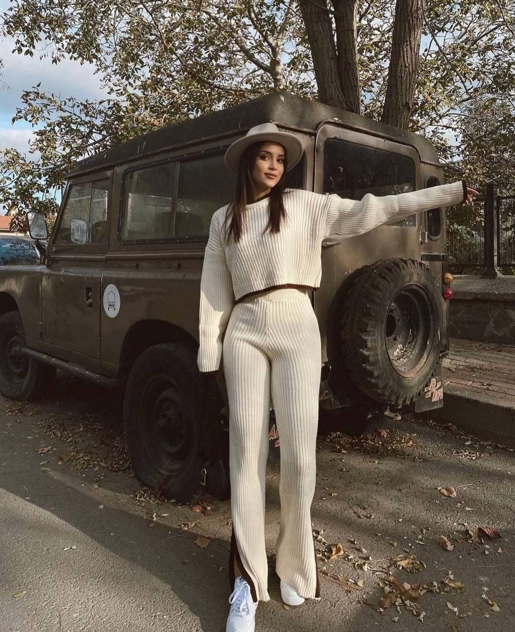 повседневный вязаный костюм,костюм с брюками,костюм двойка лапша,костюм с кофтой,трикотажный брючный костюм