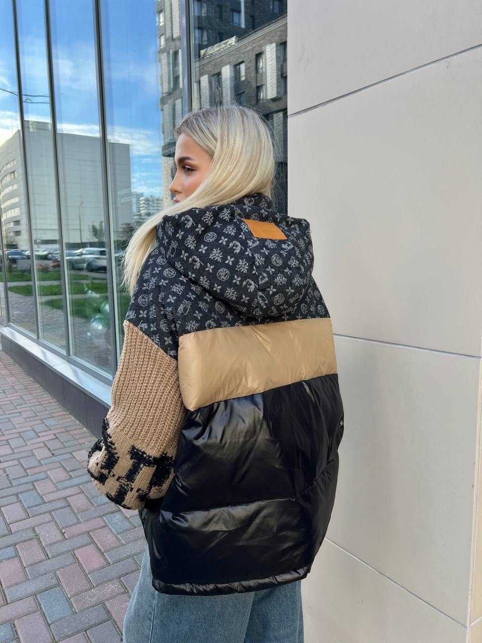 куртка модная,стильная куртка,куртка женская,куртка пуховик,комбинированная куртка