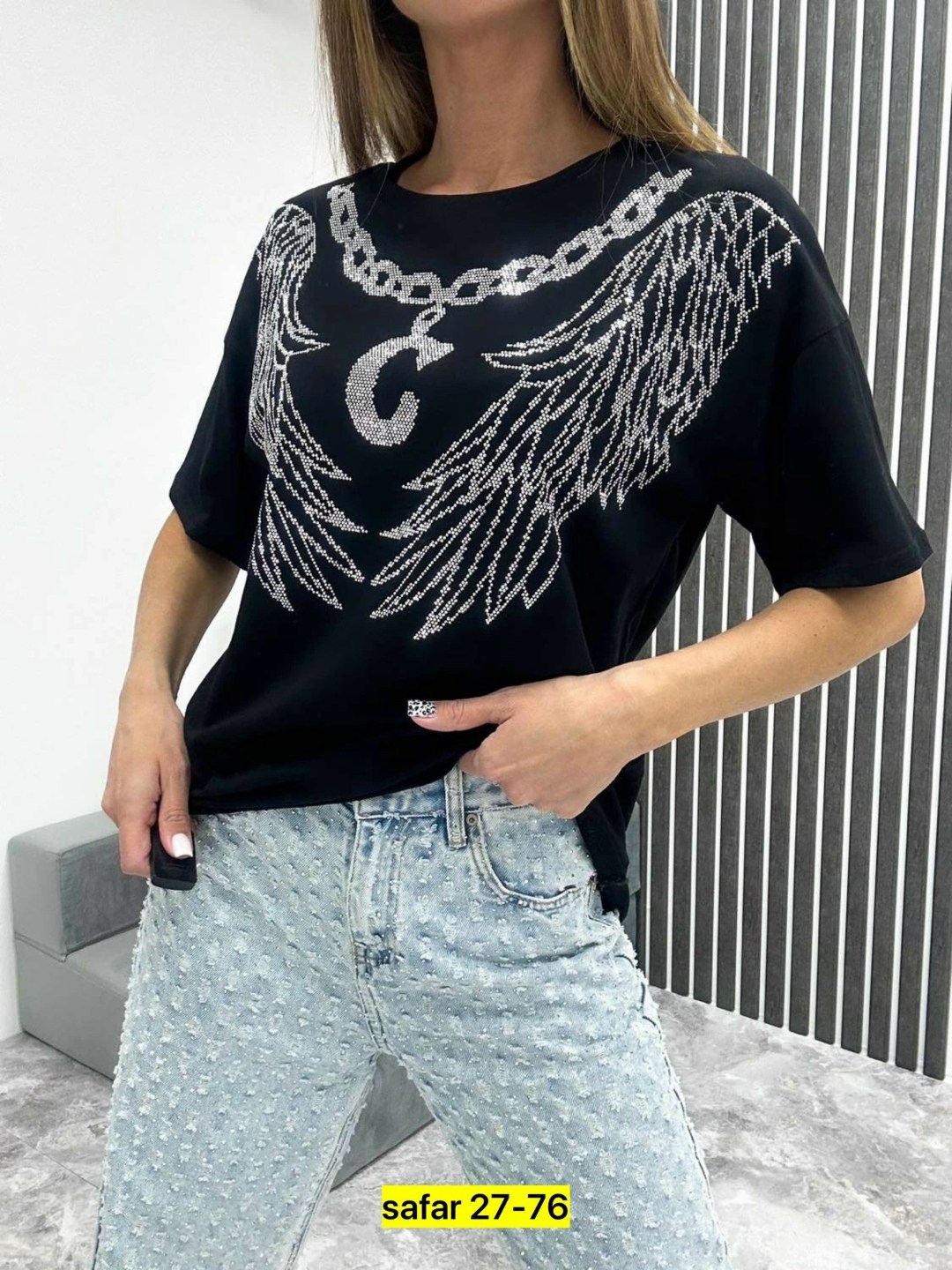 женская футболка,футболка с крыльями,футболки комплект,футболка с стразами
