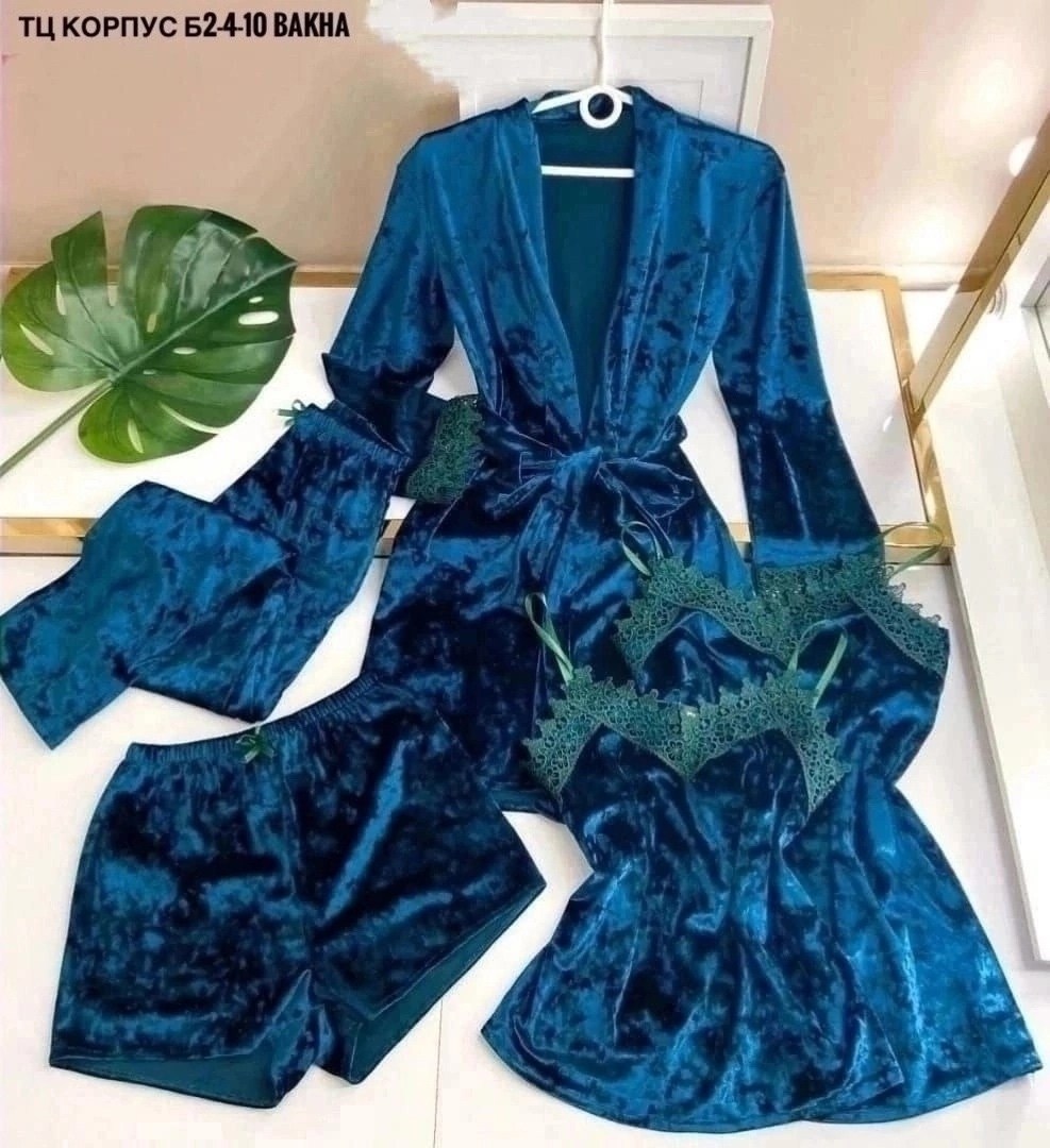 велюровый комплект,пижама женская 5 в 1,пижама велюр,комплект пижама,комплект женских