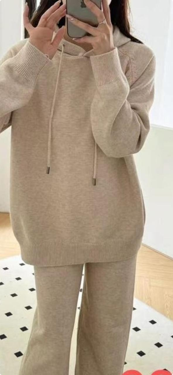 трикотажные костюмы,свитера с капюшоном,повседневный вязаный костюм,вязаные костюмы,толстовка вязаная