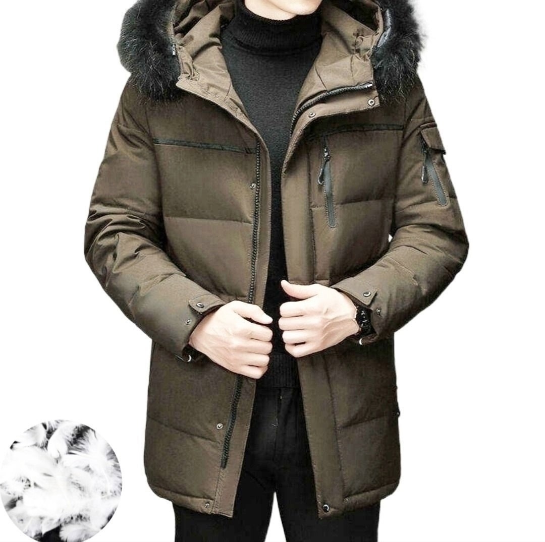 пуховик повседневный,зимняя куртка,зимние мужские куртки,мужская куртка с меховым воротником,мужские пуховики