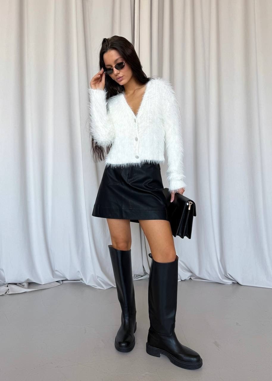 женские кардиганы,кожаная юбка,кардиган,укороченный кардиган