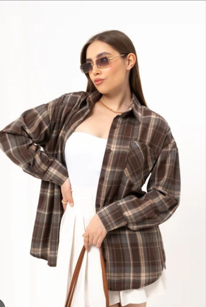рубашка женская в клетку оверсайз,рубашка оверсайз в клетку,рубашка женская в клетку,рубашка коричневая,клетчатая рубашка