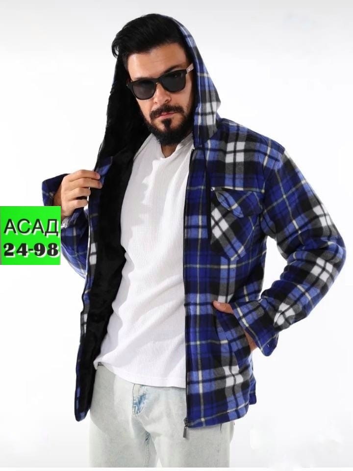 рубашка теплая на флисе,рубашка теплая,утепленная рубашка,куртка рубашка,рубашка в клетку с капюшоном