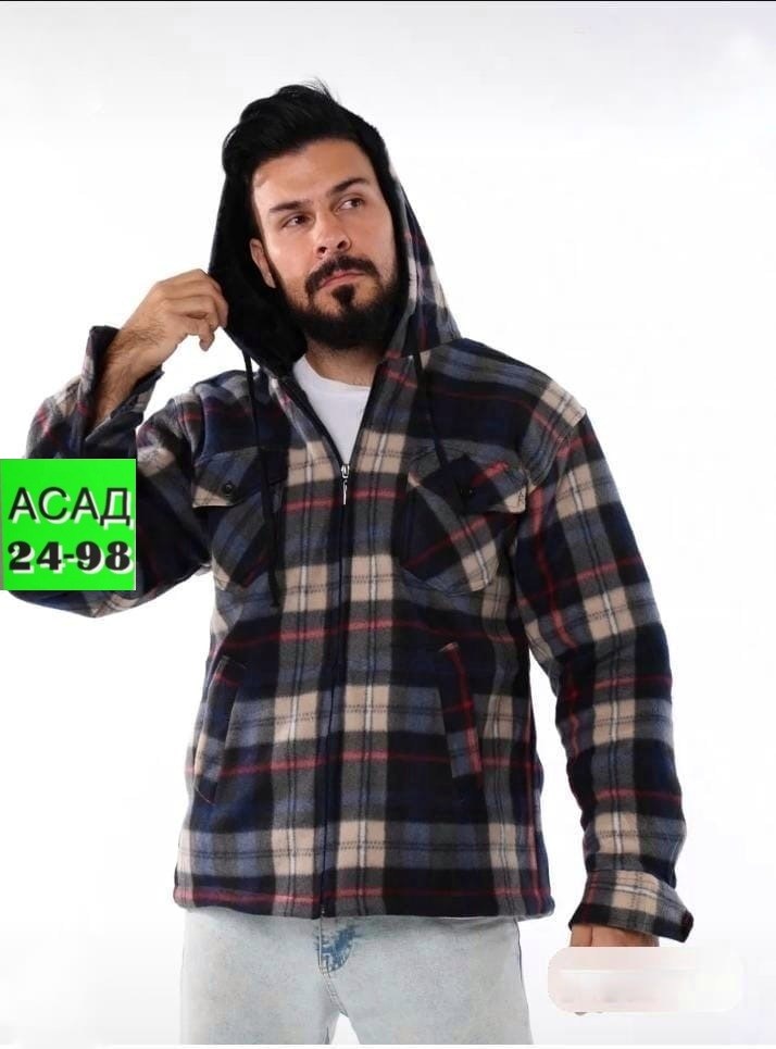 рубашка теплая на флисе,рубашка теплая,утепленная рубашка,куртка рубашка,рубашка в клетку с капюшоном