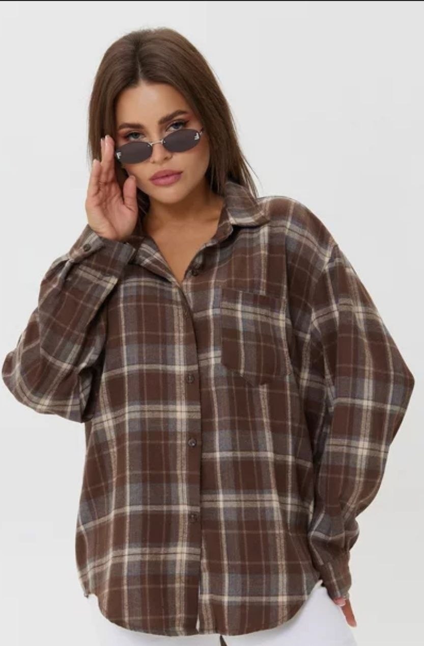 рубашка женская в клетку оверсайз,рубашка оверсайз в клетку,рубашка женская в клетку,рубашка коричневая,клетчатая рубашка