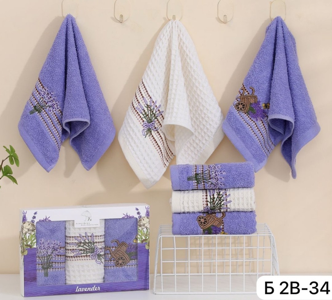 кухонные полотенца лаванда,кухонное полотенце meteor lavanta цвет:лаванда-крем (40х60 см - 3 шт),набор полотенец кухонных 3 шт meteor лаванда,набор кухонные полотенец,набор полотенец для кухни