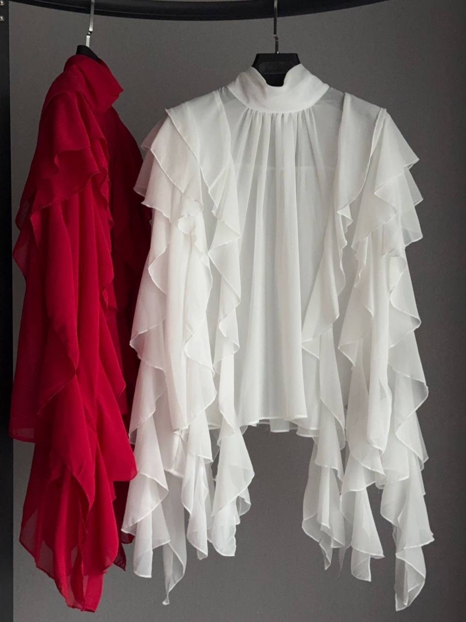 блузка с оборками,стильная блузка,элегантная блузка,блуза нарядная,шифоновая блуза