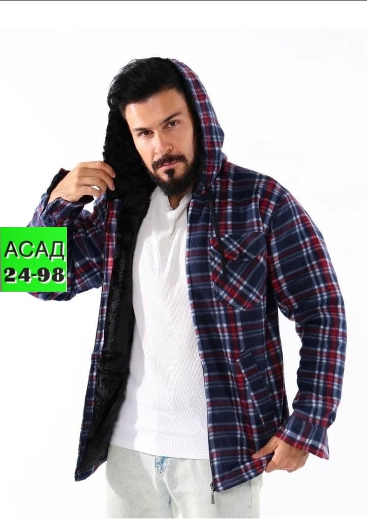 рубашка теплая на флисе,рубашка теплая,утепленная рубашка,куртка рубашка,рубашка в клетку с капюшоном