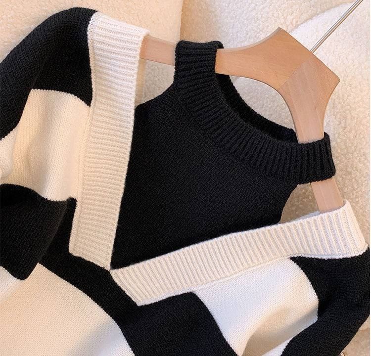 женский трикотажный свитер в полоску,модные свитера,свитер джемпер в полоску,свитер,вязаные свитера