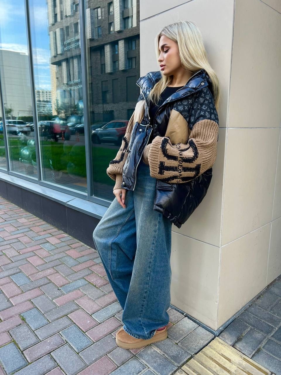 куртка модная,стильная куртка,куртка женская,куртка пуховик,комбинированная куртка