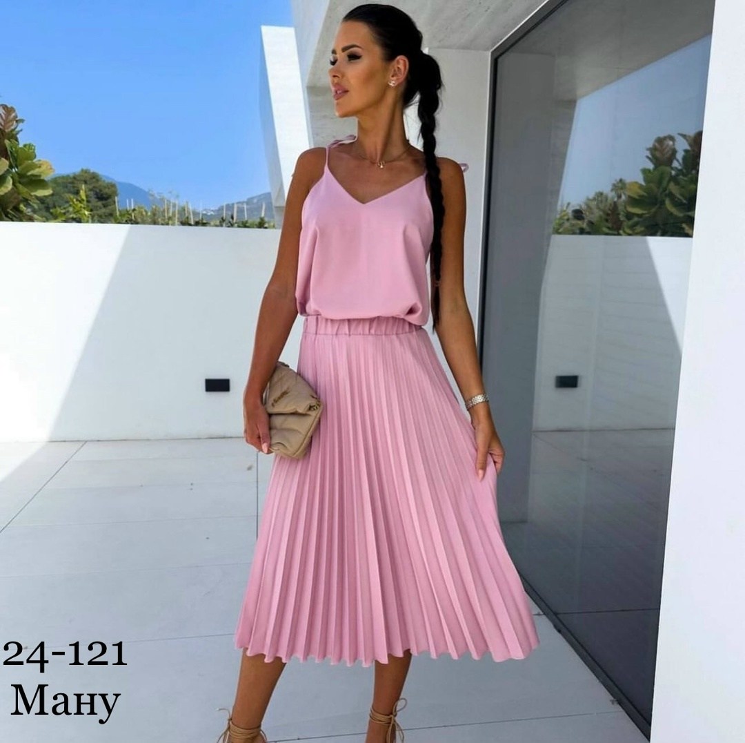 летние костюмы,платье сарафан,платье женская,плиссированное платье,костюм женский летний с юбкой плиссе