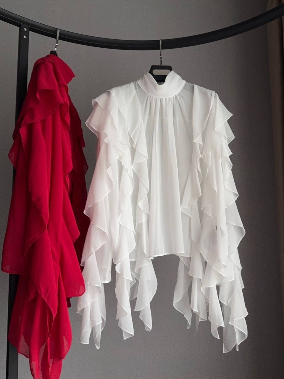 блузка с оборками,стильная блузка,элегантная блузка,блуза нарядная,шифоновая блуза