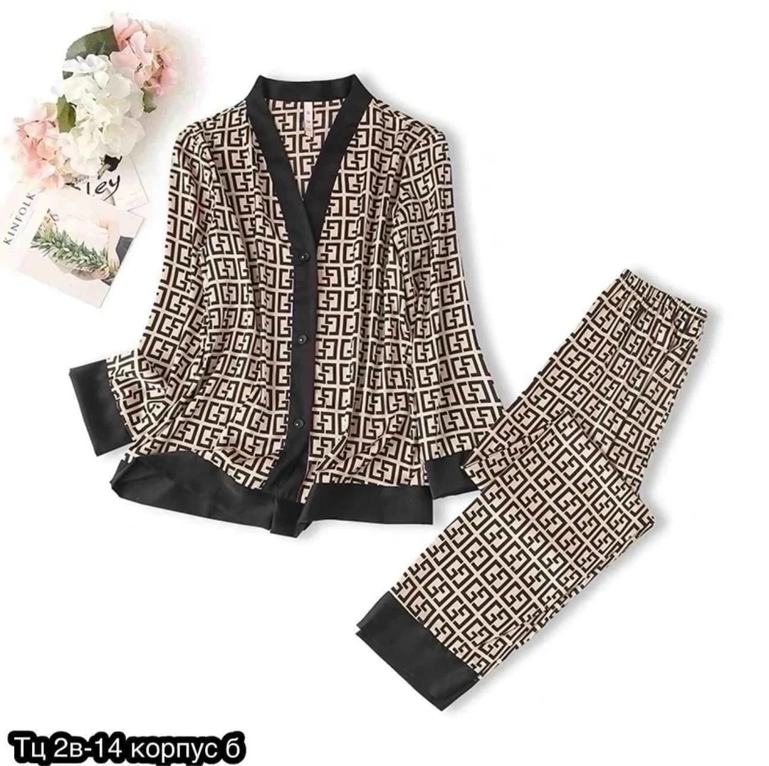 пижама шелковая фенди,домашняя одежда пижама,пижама женская комплект,домашний костюм пижама,женские пижамные комплекты