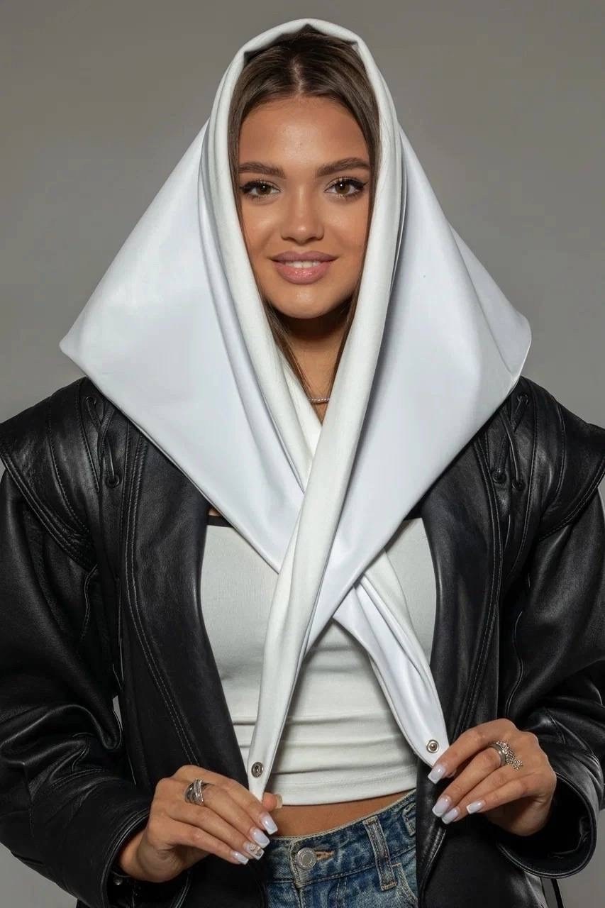 косынка женская теплая,косынка кожаная женская,платок из экокожи,косынка из экокожи,косынка женская из экокожи