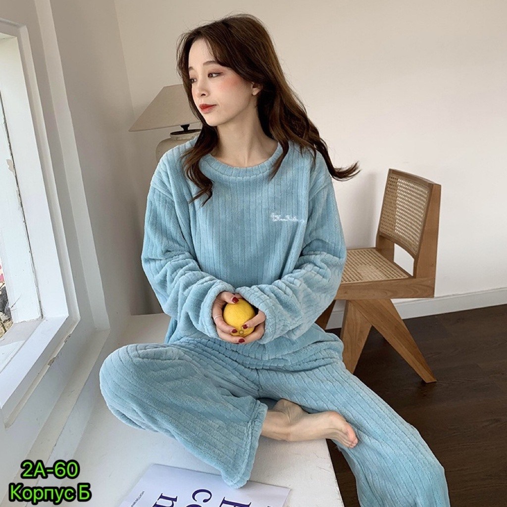 теплая пижама,теплая пижама женская,теплая домашняя одежда,женский пижамный комплект с длинными рукавами,махровая пижама
