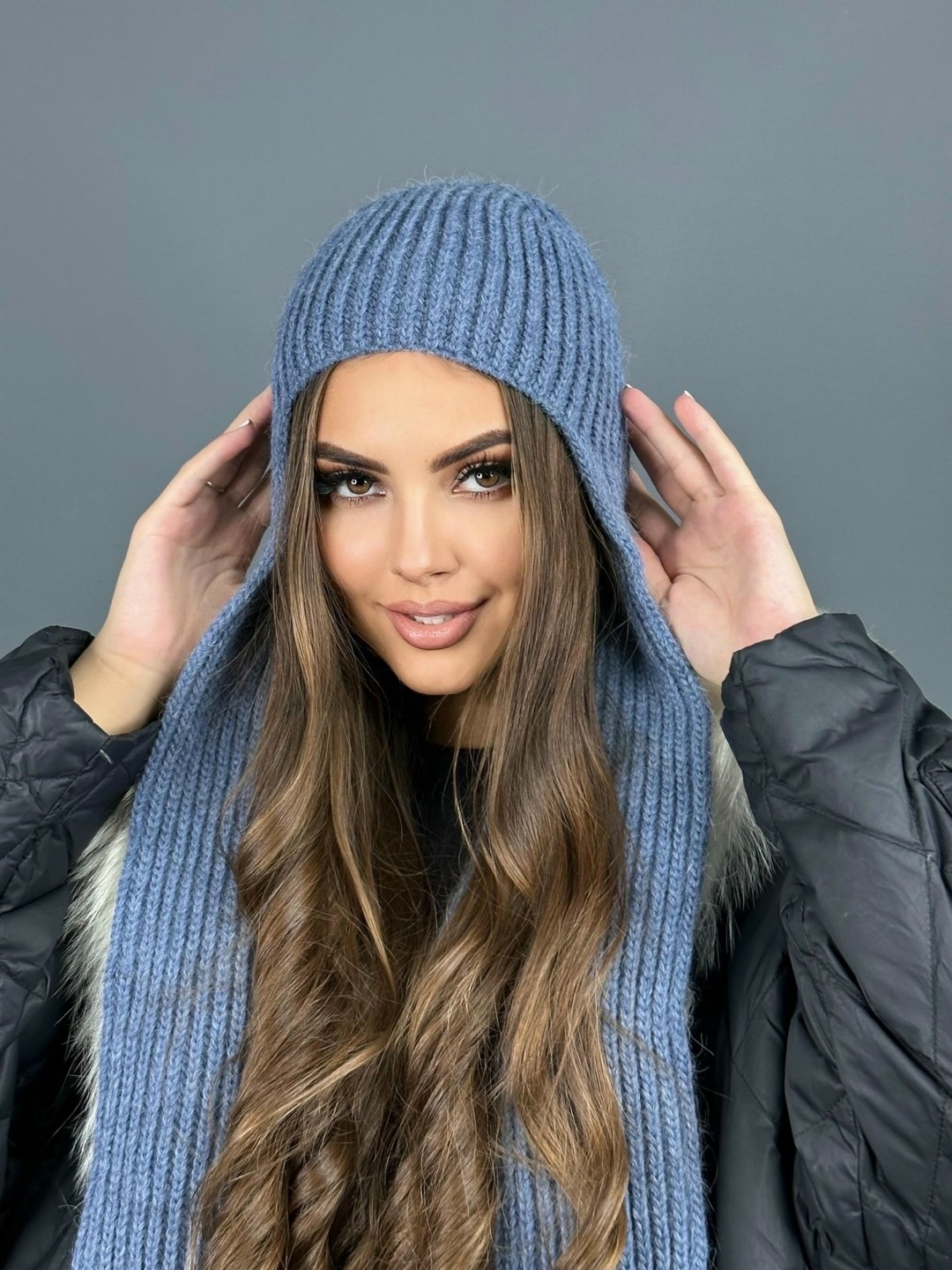 модная шапка,шапка ушанка женская,женская шапка,вязаная шапка с длинными ушами,женская вязаная шапка