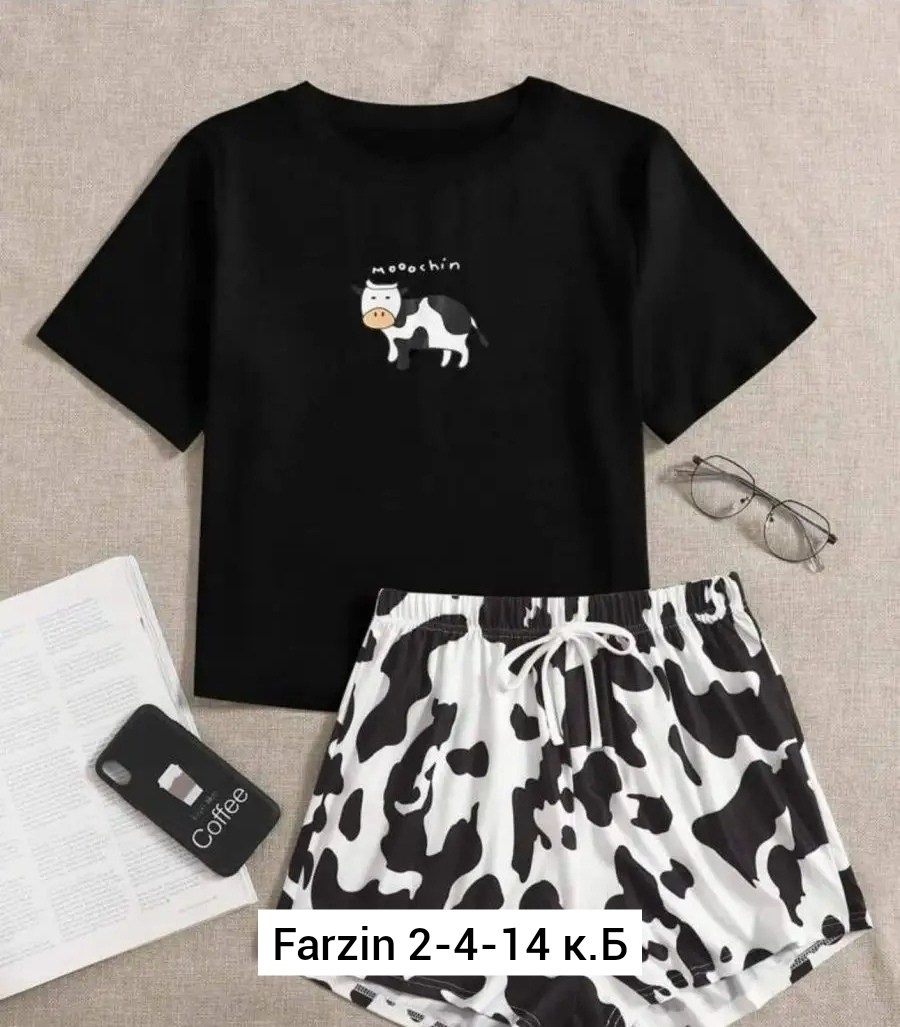 пижама коровий принт,пижама с коровьим принтом,пижама белая,пижама женская,пижама с принтом