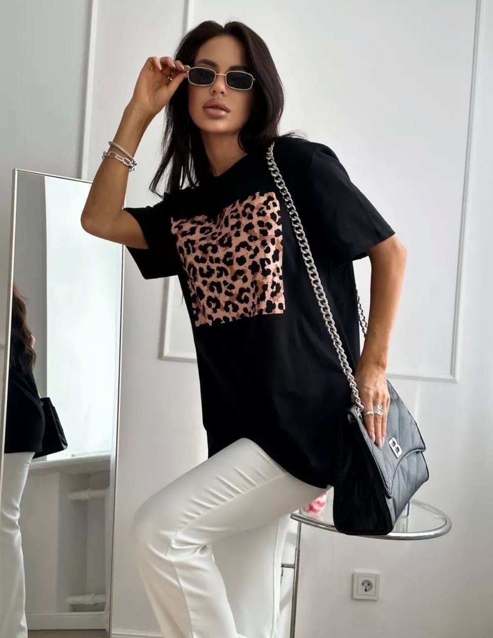 футболка женская,футболка с леопардовым принтом,футболка с принтом,футболка базовая modjimoda,футболка базовая